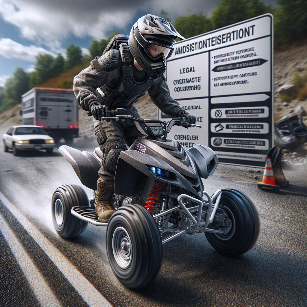 Начинаещ кара ATV с предпазна екипировка в безопасна среда