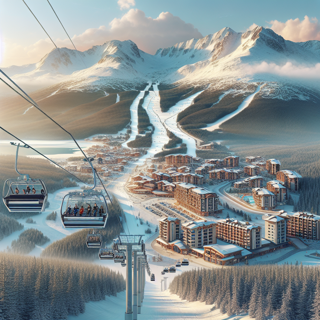 Лифтове Банско с кабинков лифт в планината Пирин през зимата