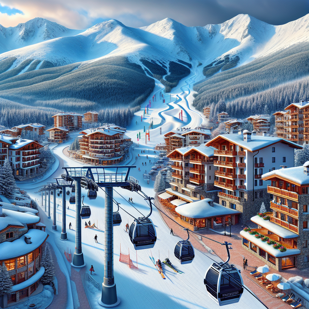 Ski in Bansko Bulgaria - view of ski slopes and mountain scenery