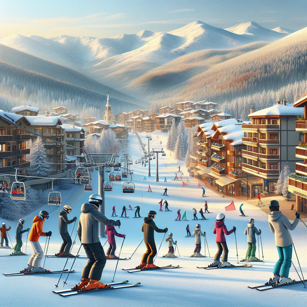 Ski instructor teaching a beginner on snowy slopes during Bansko ski lessons