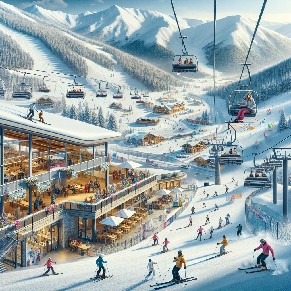 Panoramic view of snow-covered Bansko ski slopes with skiers enjoying the day