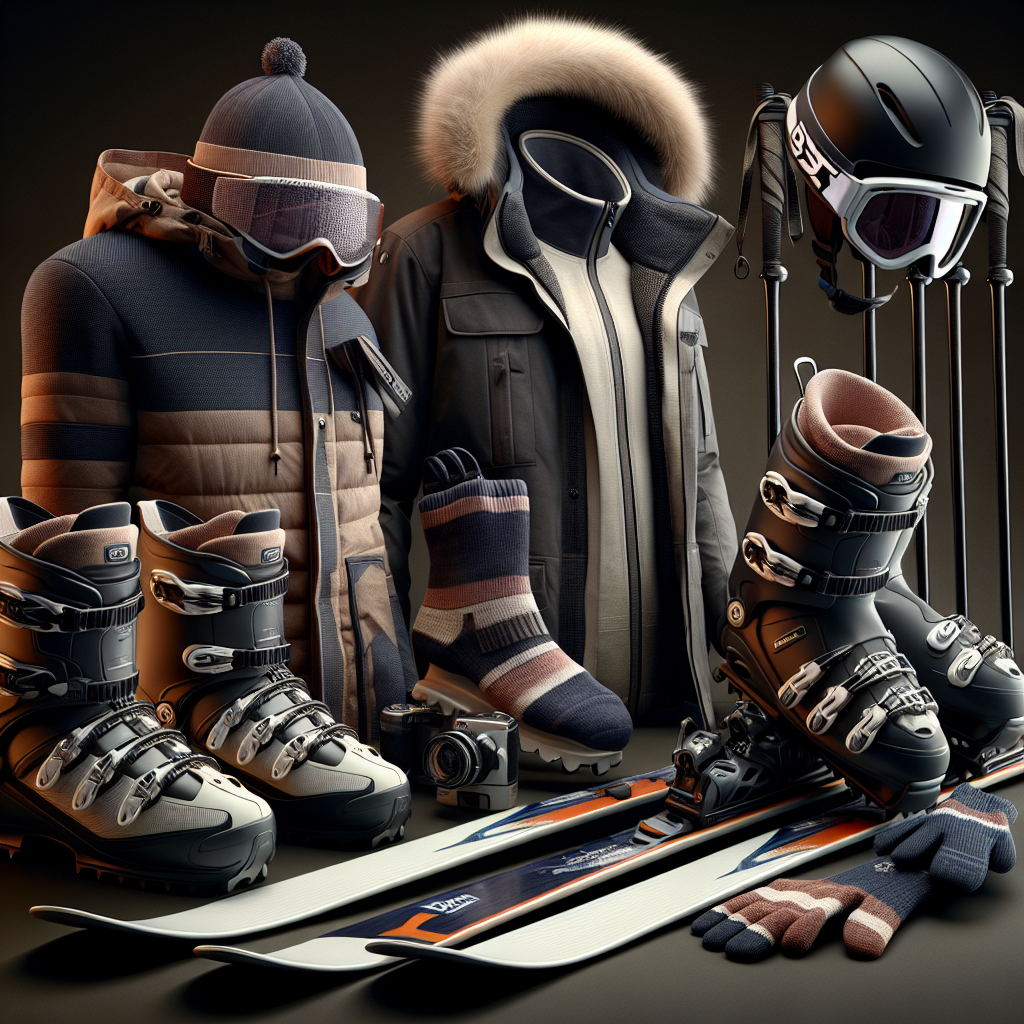 Пълен комплект екипировка за ски с каска, очила и облекло