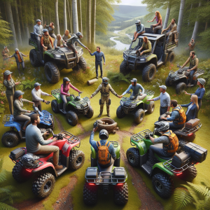 Група колеги участват в ATV приключения за корпоративни събития и тиймбилдинг сред природата