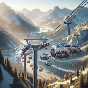 Scenic view of кабинков ски лифт Банско cable lift system with mountain background