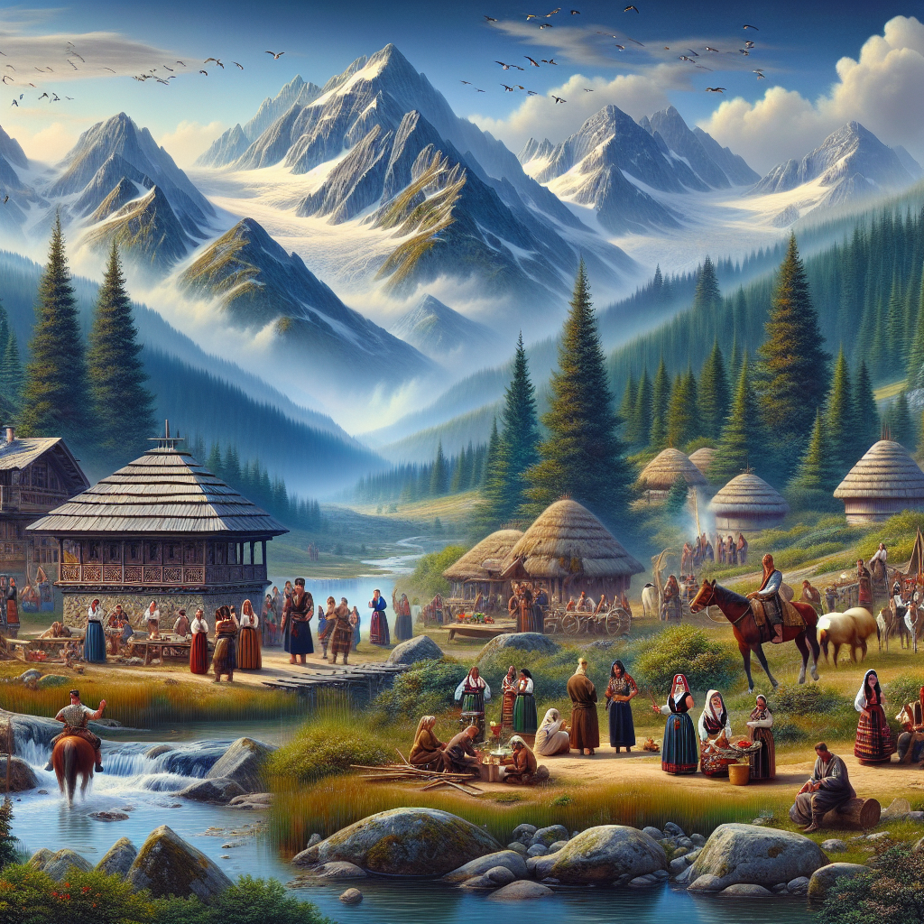 Илюстрация на планински легенди и истории от региона на Банско с фолклорни мотиви