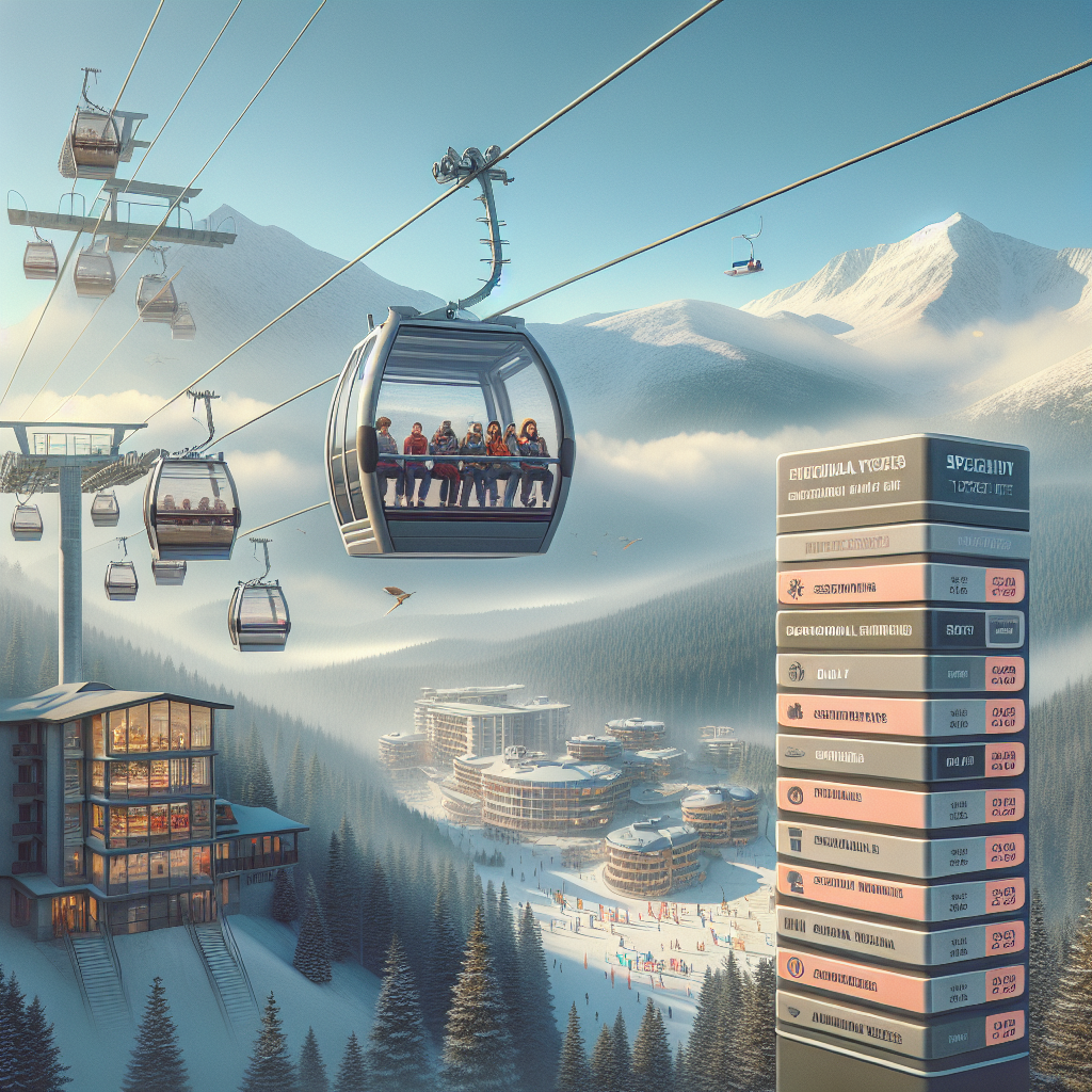 Кабинков лифт в Банско с планински пейзаж през 2026 година