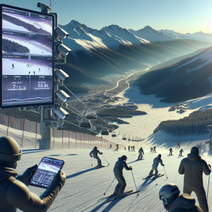 Банско ски камери с изглед към заснежени писти и планини