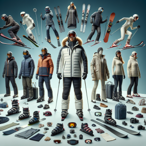 Екип за ски с правилна екипировка на планинска писта