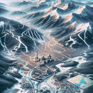 Detailed Банско карти showing ski slopes and hiking trails in the town of Банско