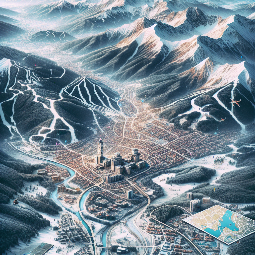 Detailed Банско карти showing ski slopes and hiking trails in the town of Банско