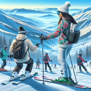 Bansko ski instructor teaching a skier on snowy slopes