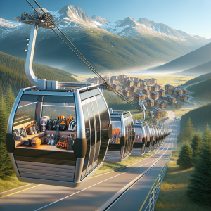 Scenic view of the Bansko gondola lift with mountain backdrop