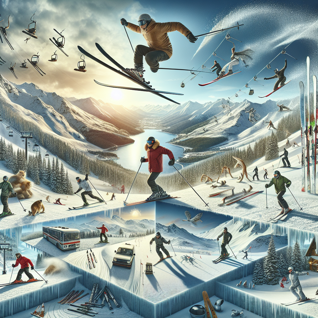 Person skiing down a snowy mountain slope with ski equipment