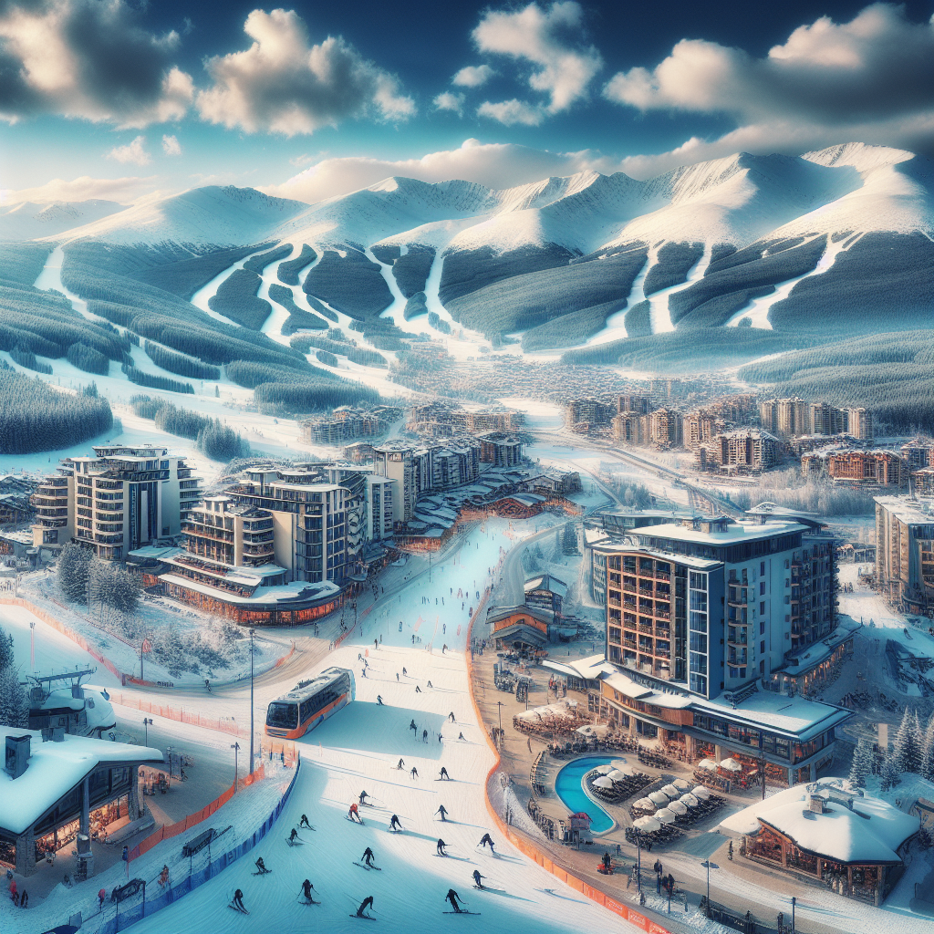 Изглед от банско камера показващ планинските ски писти и зимен курорт Банско