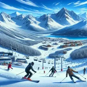 Bansko ski pass with snowy mountain slopes and lifts in the background