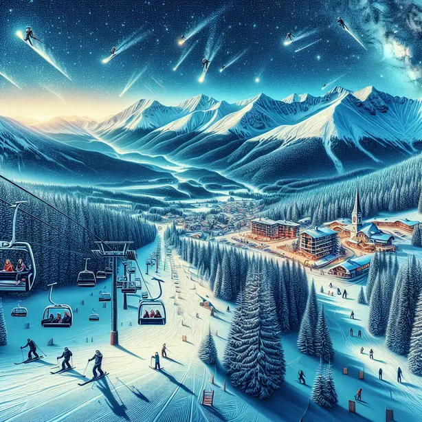 Snow-covered slopes and ski lifts at Bansko Ski Resort with mountain backdrop