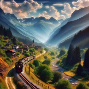 Теснолинейката Септември–Добринище преминава през планински пейзаж с традиционни села