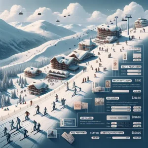 Информация за ски цени Банско 2026 на планината с бели писти и скиор