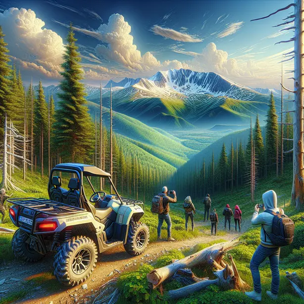 Квадроцикъл под наем Банско в планински пейзаж с природа и гора