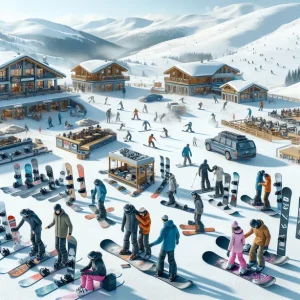 Сноубордист кънти по снежни склонове в Банско - сноуборд цени Банско