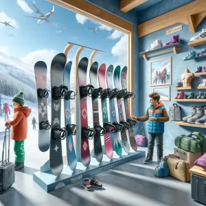 Детски сноуборд наем Банско - дете с оборудване на снежни писти