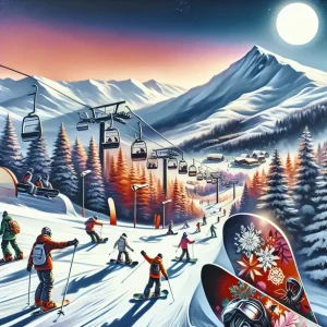 Сноубордист кара на писта в Банско по време на високия сезон