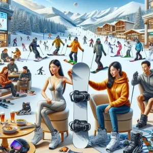 Snowboard rental Bansko with top-quality snowboards on snowy mountain slopes