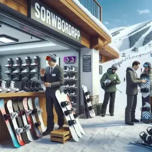 Сноуборд под наем Банско - сноубордист на снежна писта с нает екипировка