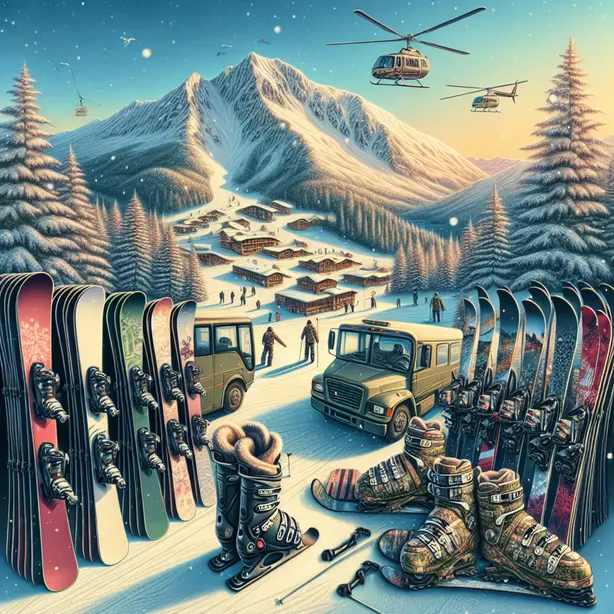 Ски оборудване под наем до лифта Банско с планински пейзаж на заден план